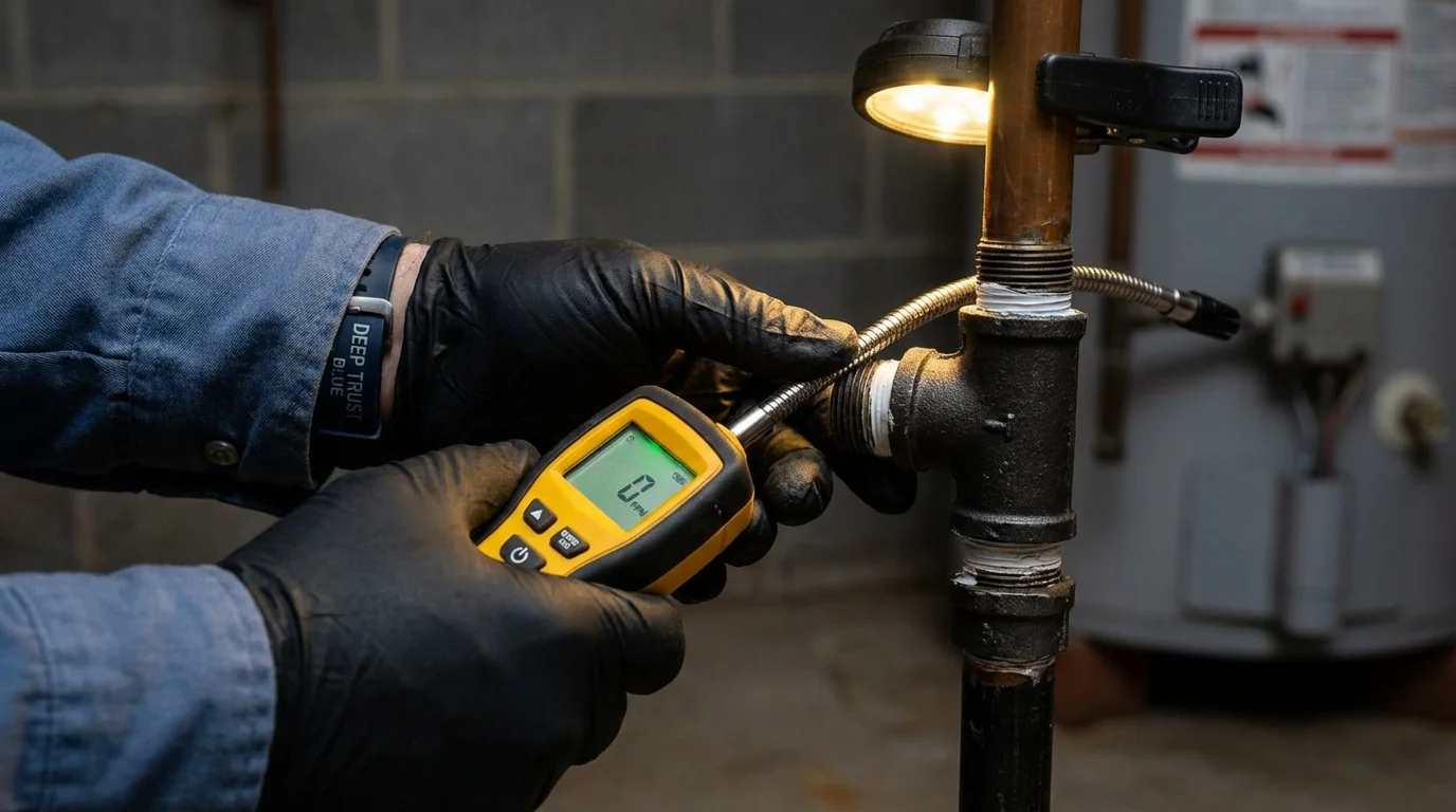 Gas leak detection with electronic sniffer by Johns Plumbing LLC in Cloverdale